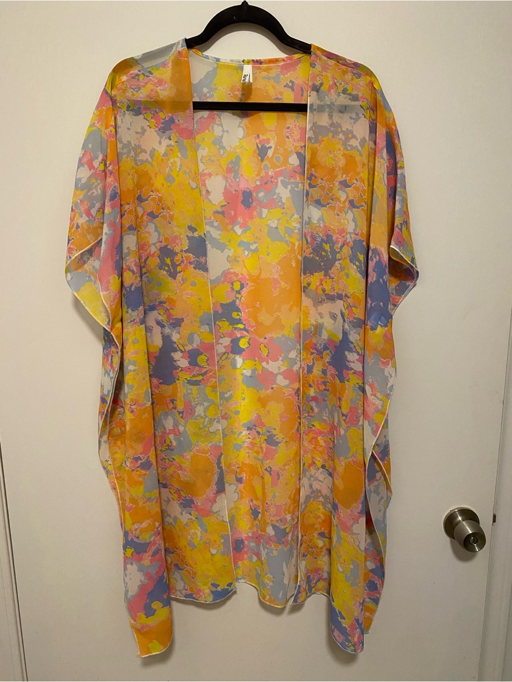Truth NYC Watercolor Sheer Boho Kimono Cardigan Coverup O/S